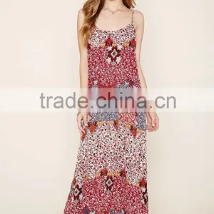 2016 Summer Floral Print Bohemian Maxi Dress For Women thumbnail-2