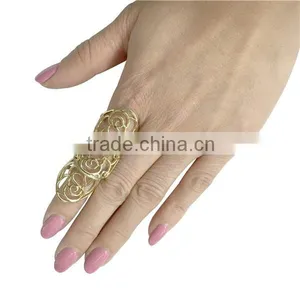 White Gold Plated Vintage Bling Punk Knuckle Rings Beautiful Crystal Women Wedding Finger Ring thumbnail-1