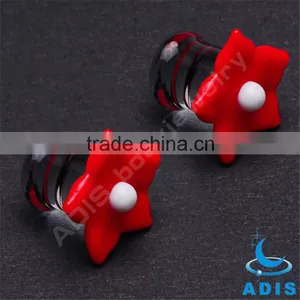 Cute Pretty Girls Red Flower Shape Tranparent Glass Ear Plugs thumbnail-3