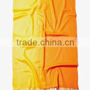 Yellow Acrylic Gradient Rainbow Viscose Pashmina Scarf thumbnail-2