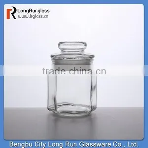LongRun China Hot Selling Creative Hexangular Food Glass Jars With Glass Lid thumbnail-1