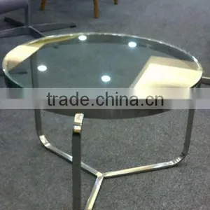 Round Coffee Table Stainless Steel Table With Glass Top thumbnail-3
