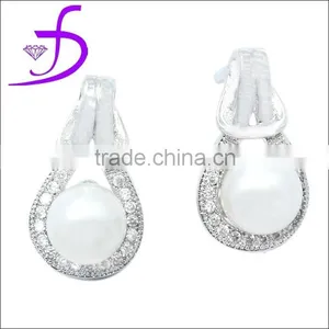 925 Sterling Silver Jewelry China Wholesale Flat Pearl Stud Earring thumbnail-1