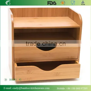 Natural Bamboo 4-Tier Desk Organizer , Brown thumbnail-1