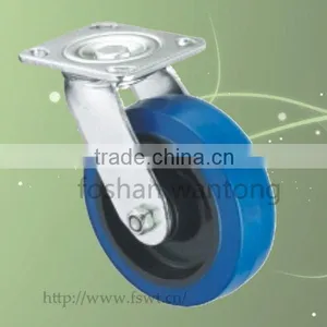 5 Inch Top Plate Heavy Duty Blue Rubber Swivel Hardware Casters thumbnail-1