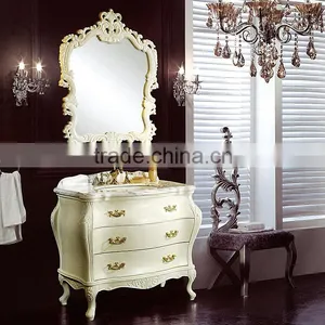 WTS-222SYO France Style Elegant Bedroom Furniture Ivory Dressing Table With Mirror Bench Vanity Set Dresser thumbnail-1
