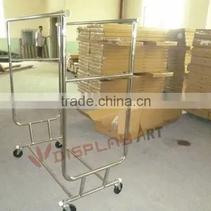 Double Rail Rolling Clothing Display Rack thumbnail-4