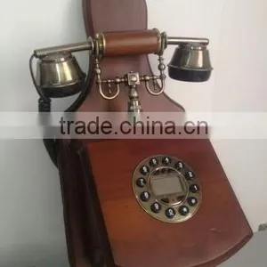 Vintage Brown Wall Telephone High Class Home Decorative Wall Mount Telephone, Antique Wooden Telephone thumbnail-1