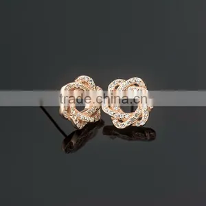 Pave Setting cz Diamond Pressed Stud Silver Earrings, 2015 Latest Fashion Model in Promotions thumbnail-4