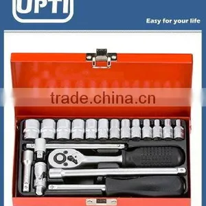 19pcs 1/4 Dr. Ratchet Handle Socket Wrench Set thumbnail-1