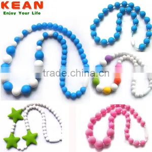 Soft on Babies Gums Champagne Navajo White DimGray Colors for You Choice Necklaces Silicone Bead Teething thumbnail-1