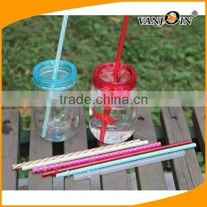 Clear PET Jar Beverage Cups ,Drink Cup With Stainless Steel Lid, Straw Included thumbnail-1
