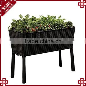 S&D Various Wire Frame PE Rattan Handmade Led Large Rectangle Home and Garden Durable Plastic Garden Pots thumbnail-1