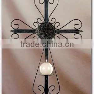 Metal Wall Cross Candle Holder thumbnail-1