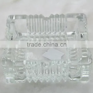Glass Ashtray, Clear Square Glass Ashtray for Smoking thumbnail-1