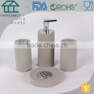 Eco-friendly Free-burned Ceramic Bathroom Accessory Set, Natural White Concrete Toilet Set thumbnail-2