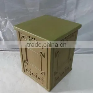 Garden Fiberglass Clay Antique Square Stool thumbnail-1