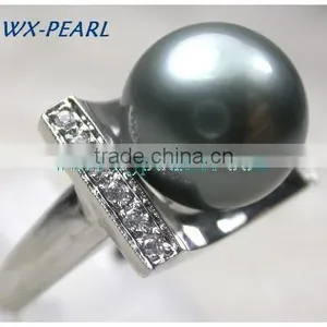 Diamond Setting Peacock Green Seawater Ring thumbnail-2