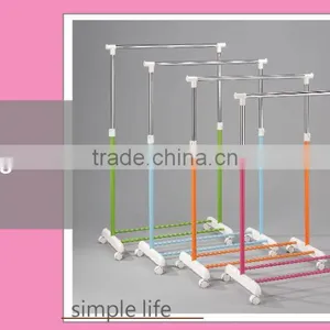 Movable Clothes Hanging Rack Steel Pipe Storage Rolling Garment Rack thumbnail-6