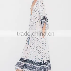 Gorgeous Boho Printed Rayon V Neck Maxi Dress Bohemian Ladies Western Dresses Names HSd5094 thumbnail-2