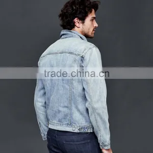 Classic Light Blue Vintage Denim Jacket for Men Custom Printed thumbnail-2