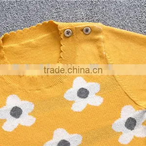 New Design Stylish Teenager Kids Girls Flower Knitting Pullover Sweaters thumbnail-3