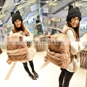 2014 Women's Young Cute Plush Bag Backpack College Campus Book Bear Backpack SV010095# thumbnail-1