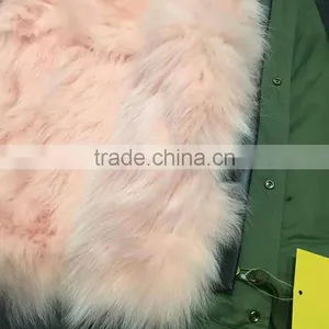Myfur Peach Pink Detachable Fox Fur Lining Real Raccoon Fur Hood Parka thumbnail-6