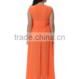 Women Chiffon V Neck Sleeveless Cocktail Party Evening Gown Long Dress thumbnail-2