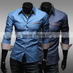 Wholesale Men Fashion Casual Long Sleeve Slim Fit Shirts Stylish Dress thumbnail-1
