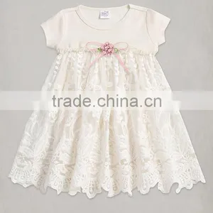 Hot Sale Ivory Accent Babydoll Dress With Lace Soft Girl Summer Dress Toddler Clothing GD90427-21 thumbnail-1