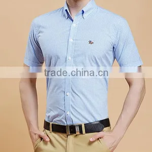 Short Sleeve Shirt Cotton Summer Youth Contracted Texture Plaid Shirt English Cultivate One's Morality With Big Yards thumbnail-4