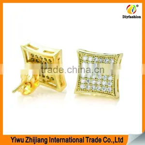 2017 New Fashion Set Auger Inlay Zircon Platinum Plating Rhombus Earrings thumbnail-3