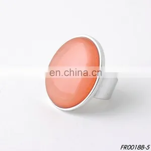 Large Natural Oval Stone Silver Ring thumbnail-5
