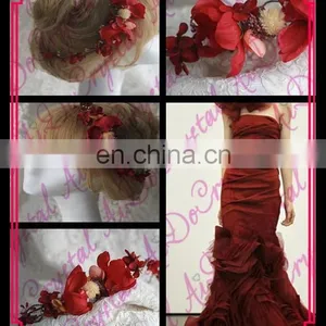 Aidocrystal Sex Red Wedding Hair Accessories Bridesmaid Bridal Hair Pins Blush Silk Flower Hair Accessory thumbnail-1