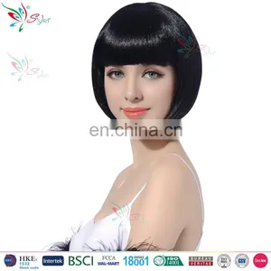 Styler Brand Women 10 Inch Straight Bob Party Hair Wig Halloween Short Black Wig thumbnail-1
