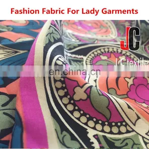JC1927 New Design 100% Rayon Hand Silk Soft Fabric Poplin Rayon Printed Fabric thumbnail-1