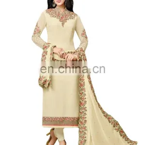 2017 Casual Party Wear Stylish Semi-Stitched Salwar Kameez / Heavy Embroidery Work Georgette Suits (salwar Kameez Suits) thumbnail-1
