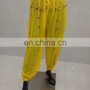 Egyptian Chiffon Gold Coins Professional Belly Dance Harem Pants K-4030# thumbnail-1