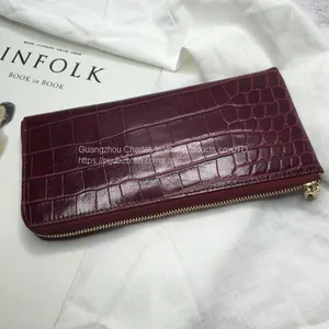 Customized Ladies Long Wallet Crocodile Pattern Suede Leather Zipper Clutch Bag Fashion Multi-function Change Mobile Phone Bag thumbnail-5