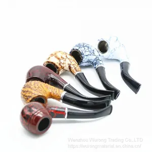 255mm Length Short Wooden Resin Medium Tobacco Pipe With Multi-color Round Head for Smoking thumbnail-1