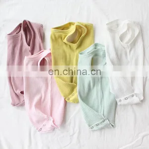 Unisex Infant Baby Romper Thin Ribbed Newborn Baby Bodysuit thumbnail-1