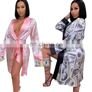 Women Poncho Autumn Womens Coats and Capes Print V-Neck Open Stitch Sexy Cloak Women Long Sleeve Ladies Pajamas Shawl Cardigan thumbnail-1