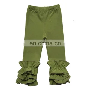 Infant Toddler Girls Double Icing Ruffle Leggings Triple Cotton Boutique Elastic Waist Slacks Joggers 27 Plain Colors 10 Sizes thumbnail-5