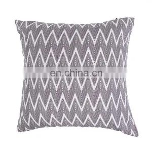 100% Cotton Geometric Wave Pink Home Indoor Decorative Square Throw Pillow Covers for Sofa Bedroom thumbnail-3