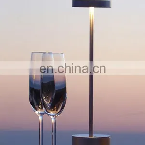 Hot Sale Modern Hotel Style AluminiumTable Lamp USB Rechargeable Battery Cordless Restaurant Led Table Lamp For Dinner thumbnail-1