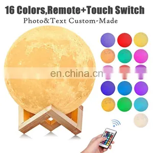Newish Modern Desk Wood Holder Christmas Decor Magnetic Rechargeable Custom Led Lunar Shape Night Starry SKY 3D Moon Lamp Light thumbnail-5