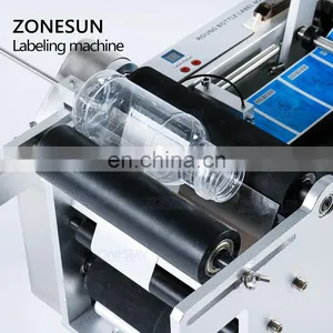 ZONESUN TB-50D Semi Automatic Glass Ampoule Vial Tin Can Plastic Round Bottle Labeling Machine Label Coder Machine thumbnail-3