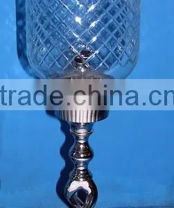 Metal Hurricane Lamp With Glass Chimney thumbnail-1