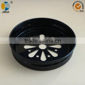 70mm Black Daisy Cut Style Metal Lug Cap for Manson Jar thumbnail-1